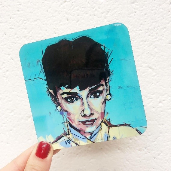 Audrey Hepburn - personalised drink coasters