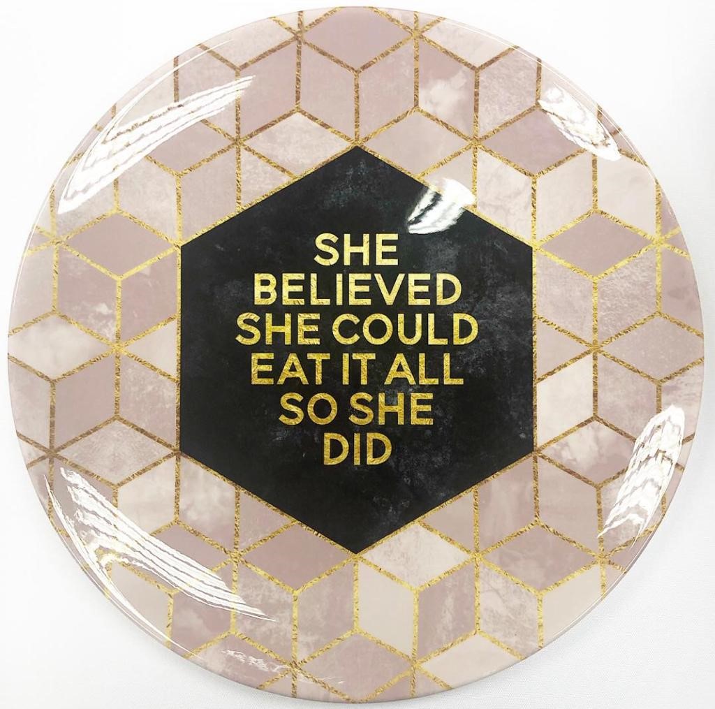 She Believed She Could by Elisabeth Fredriksson – customised ceramic dinner plates on ArtWOW
