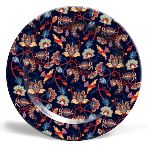 Folk flora & fauna - porcelain dinner plates on ARTwow