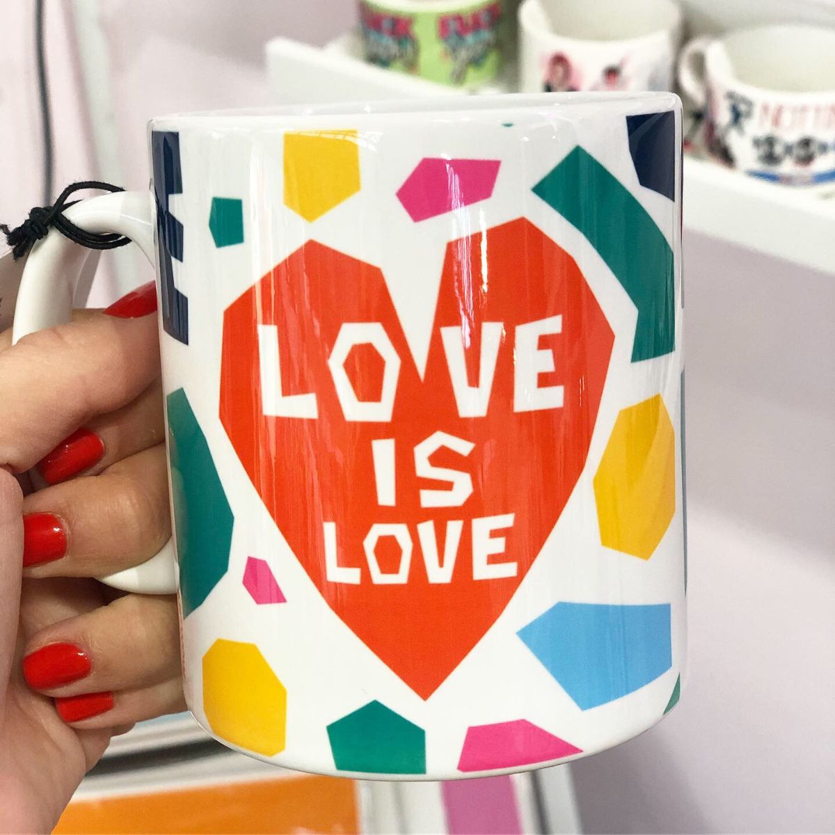 Custom photo mug Love Is Love Mosaic Paper Cut by Adam Regester