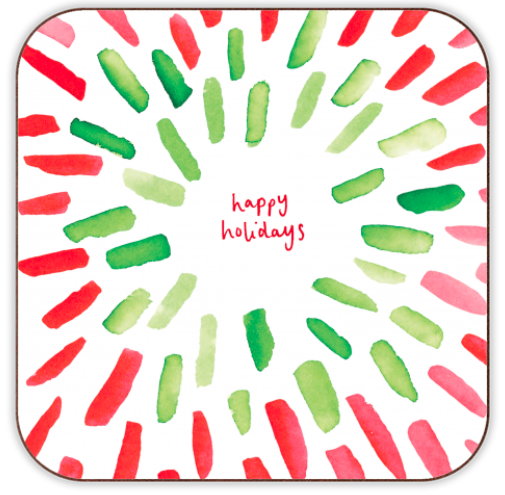 Happy Holidays Christmas Painting by Catherine Bamber - Buy personalised glass coasters on Artwow.co