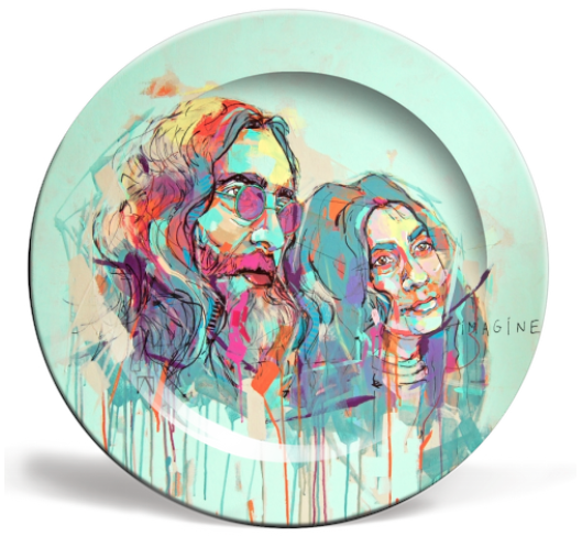 Imagine John Lennon & Yoko Ono by Laura Selevos - personalised dinner plates on Artwow.co
