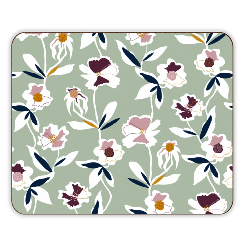 Green floral - unique placemats designed on ART WOW