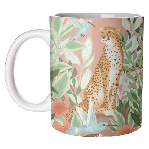 Tropical Cheetah - personalised tea mug designed by Art Wow artist Goed Blauw