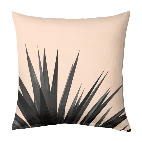 Black Palms on Pink - personalized cushion with picture designed by Art WOW