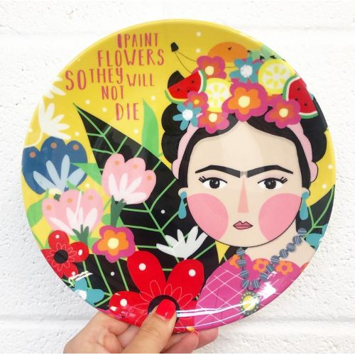 Frida loves flowers - 10 inch dinner plates designed by Art WOW artist Nichola Cowdery