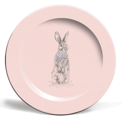 BLOSSOM BUNNY - colourful dinner plate by ART WOW designer Rachel Foreman