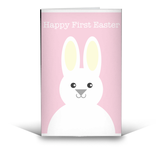 PINK BUNNY RABBIT FIRST EASTER - custom greeting cards by ART WOW designer Adam Regester