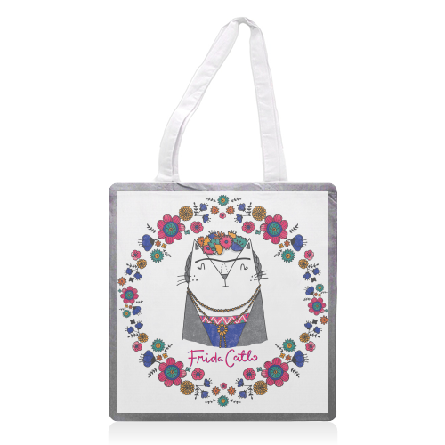 Frida Catlo - funny tote bags created by Art WOW artist Katie Ruby Miller