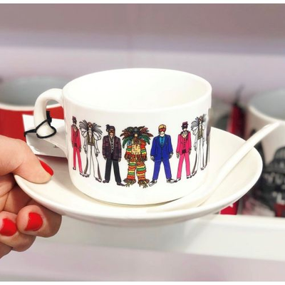 Elton John - coffee cup and saucer designed by ART WOW artist