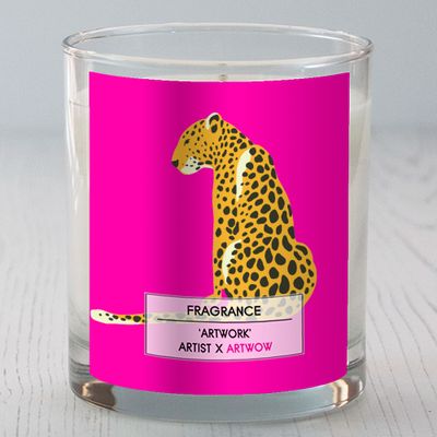 A leopard sits - homemade scented candles created by Art WOW artist