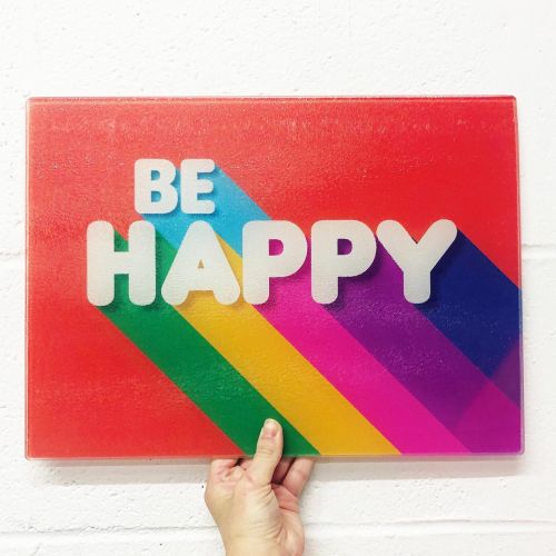 Be happy - chopping board by Art Wow designer Ania Wieclaw
