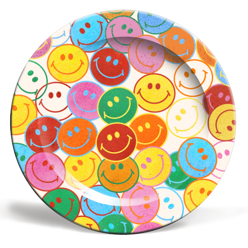 Colourful smiles ceramic dinner plate on Art WOW