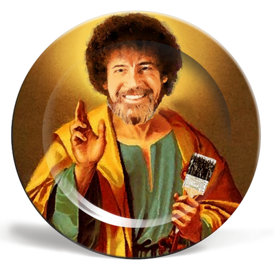 Buy personalised dinner plates on Art WOW: ATRON SAINT OF CHILL - BOB ROSS