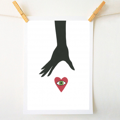 Buy personalised poster print on Art Wow, wholesale: Hand & heart