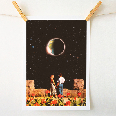 Buy designer prints for wall on Art Wow, wholesale: Lovers in space