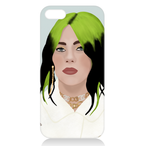 Billie Eilish portrait with her famous green hair - phone case by Art Wow