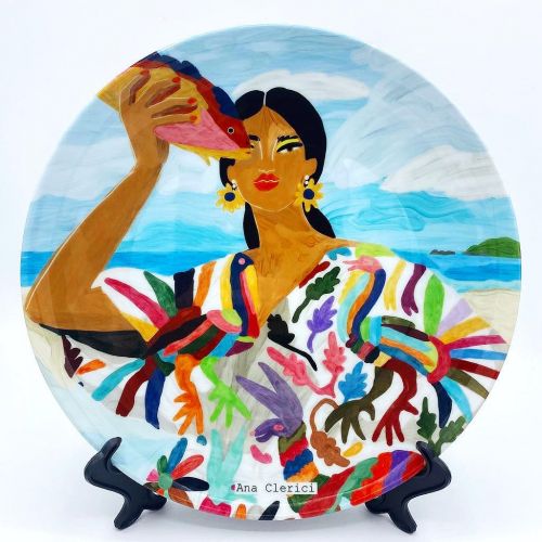 Mexican colours - wholesale ceramic dinner plate by Artwow designers