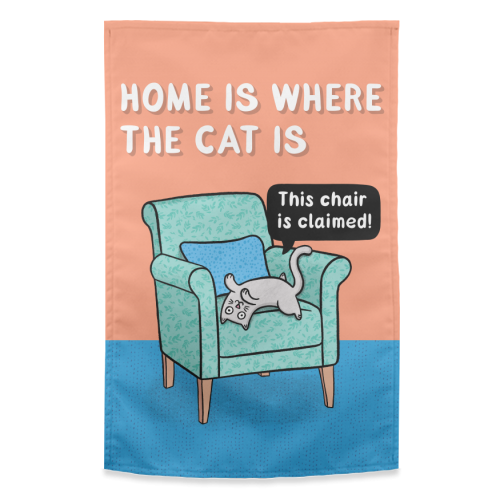 Home is where the cat is - funny tea towel wholesale
