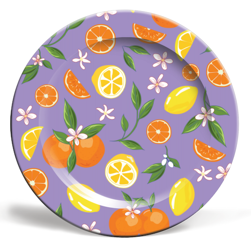 Lemon and orange - porcelain dinner plate by Art Wow