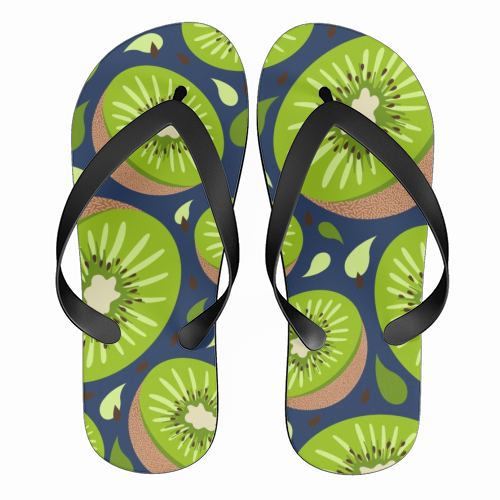 Designer flip flops for men & women Kiwi fruit | Art Wow