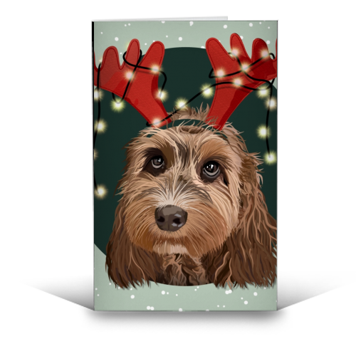 Funny greeting cards: Christmas cockapoo print by The Girl Next Draw - Art  WOW