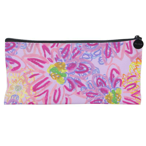 Abstract oil pastel floral - linen pensil case by Artwow artist