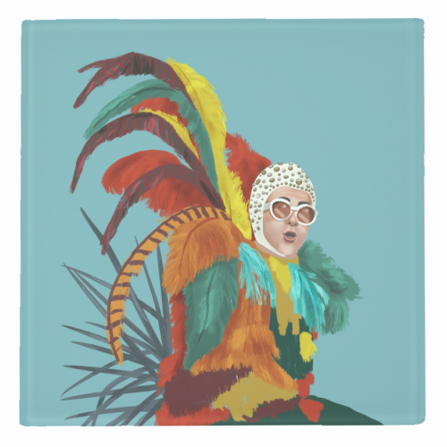 Pride Month 2024 on Art Wow: Colourful feathery Elton John coaster